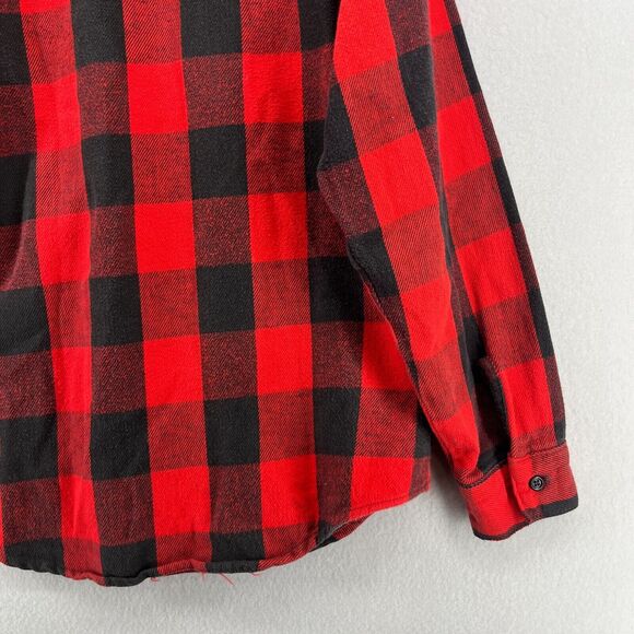 ORVIS Shirt Men M Wool Blend Flannel Buffalo Check Button Up Shacket Red USA VTG - Picture 9 of 14
